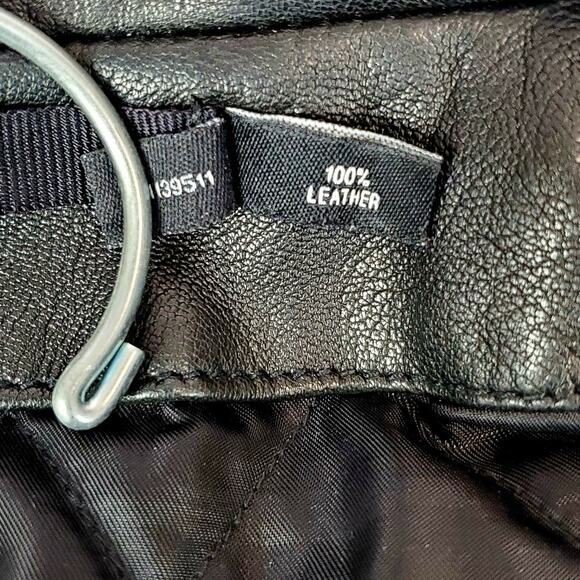 BLK DNM Black Leather Moto Biker Jacket Women's M Zip Bomber Coat Buckle Belted - Picture 7 of 16